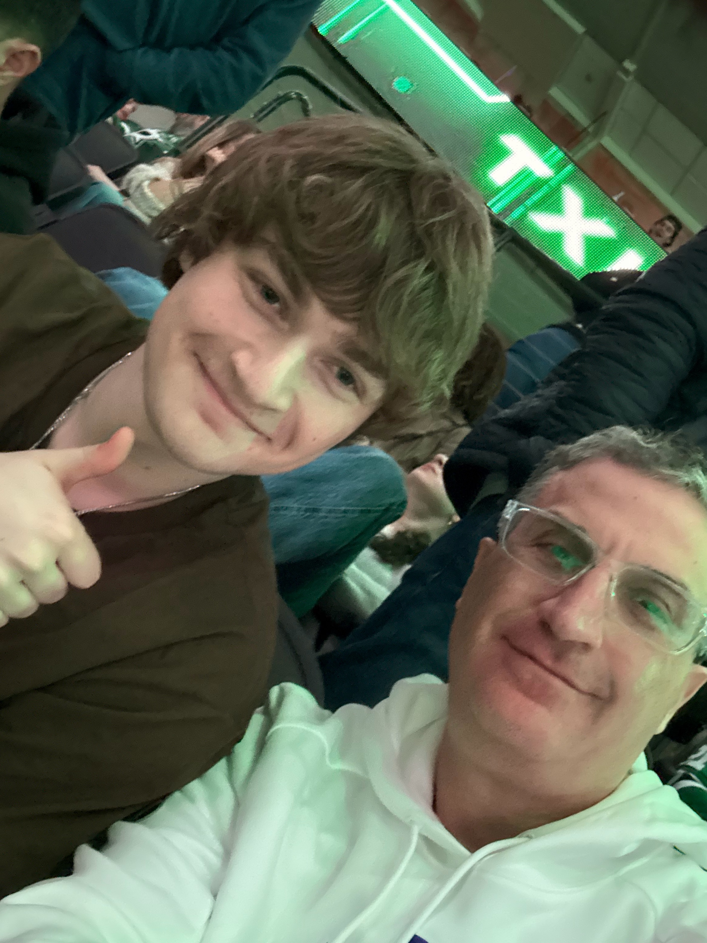Andrew Hillman at a game with a friend.