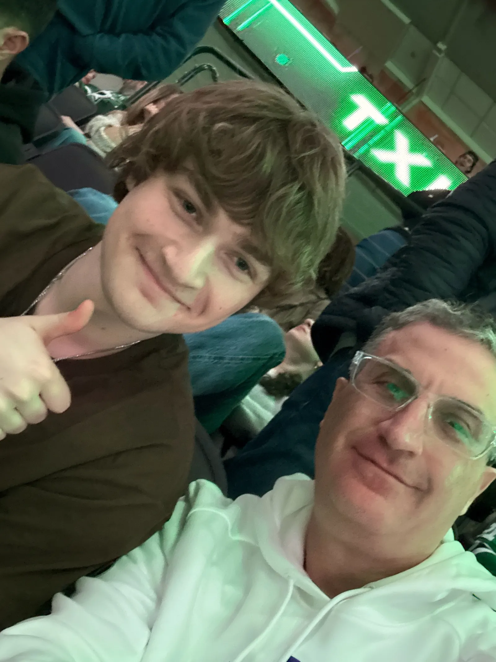 Andrew Hillman at a game with a friend.