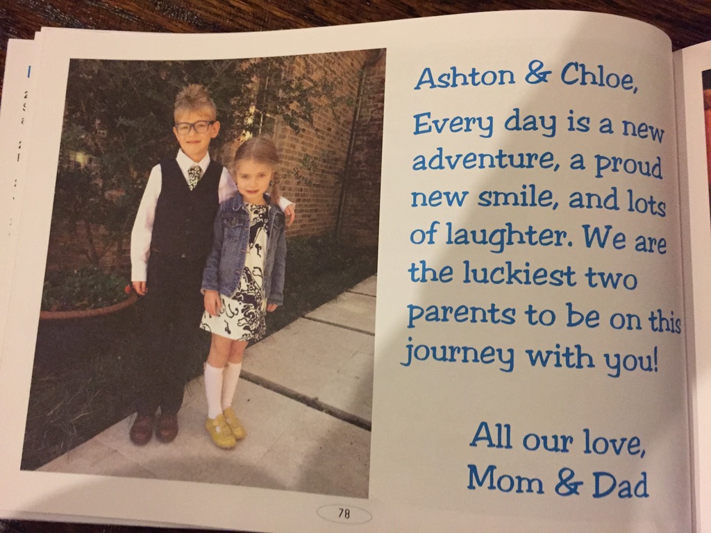 Yearbook page 78 dedication to Ashton and Chloe. Closes All our love, Mom and Dad.