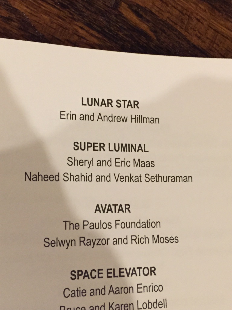 Lamplighter donor program. Erin and Andrew Hillman listed under Lunar Star.